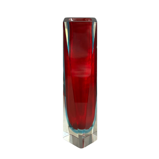 Vase Murano sommerso grand modèle rouge et bleu - Mandruzzato - Années 70 - Ref 1313