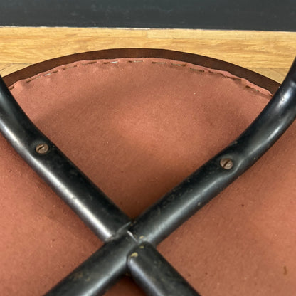 Tabouret vintage en simili marron - Ref 1233