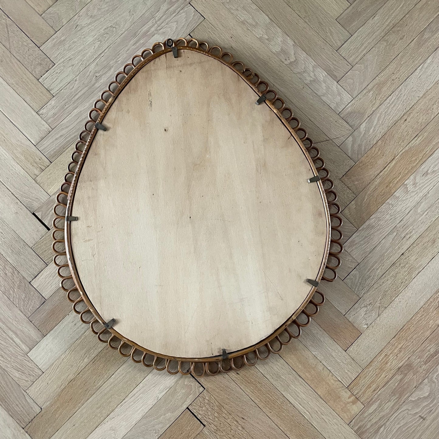 Grand miroir vintage en rotin et bambou - Ref 1211