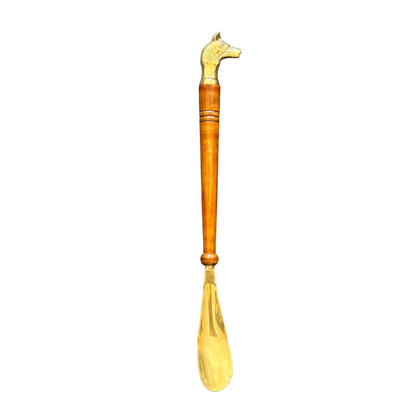 Chausse-pied long en bois et laiton - Ref 1384