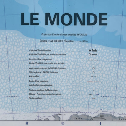 Carte du monde Michelin plastifiée 144x100cm - Ref 949