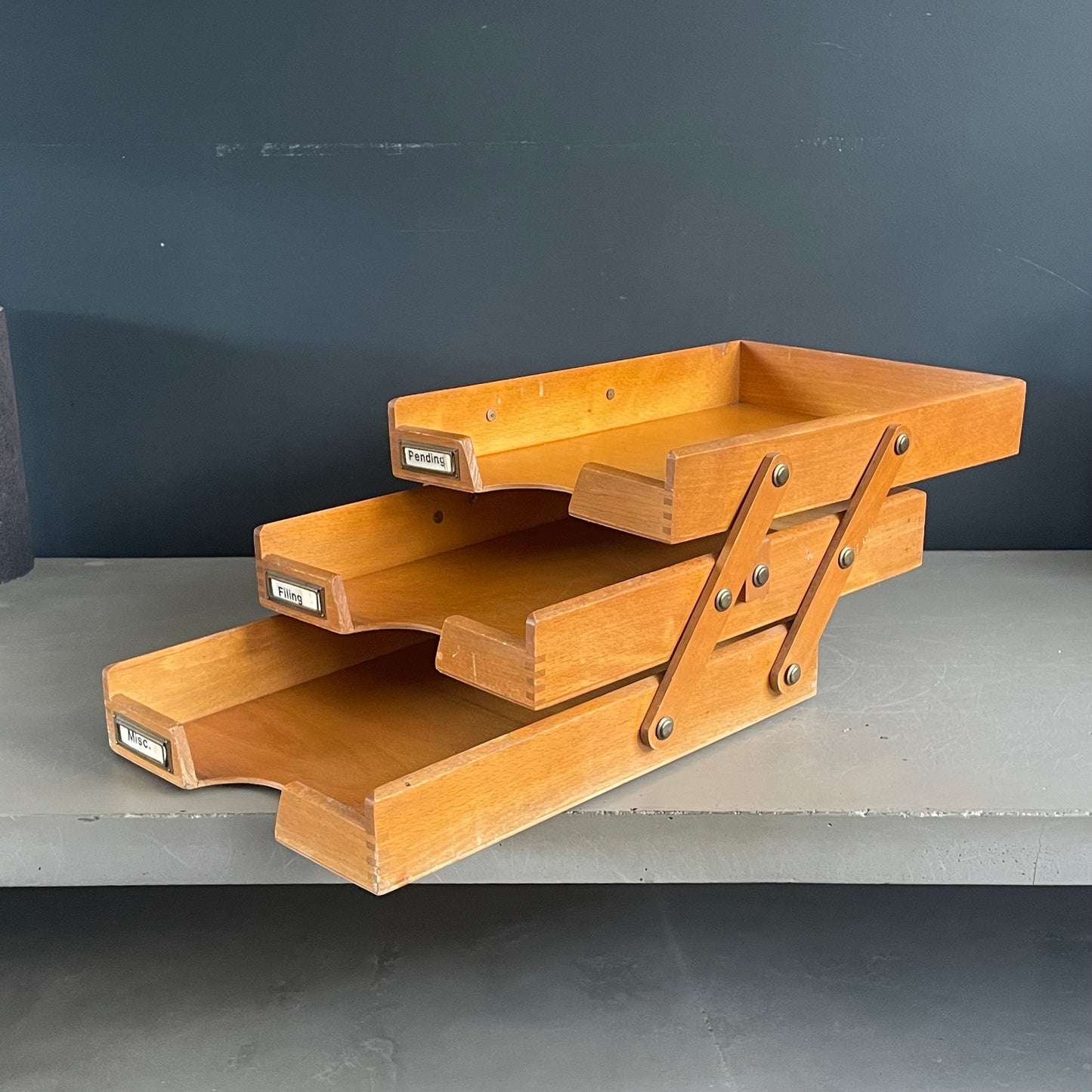 Organiseur trieur de bureau ancien en bois - Ref 1105