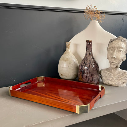 Plateau japonais en plastique façon bois - Ref 1195