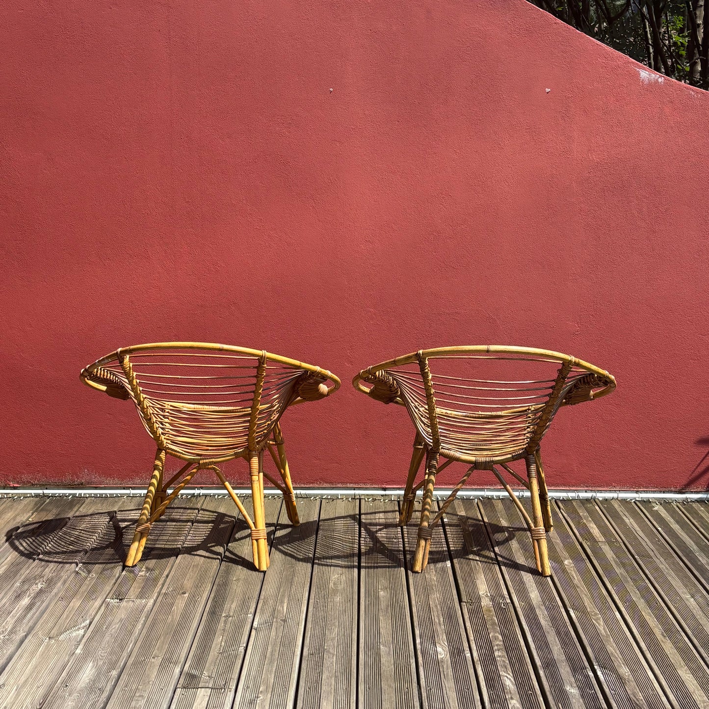 Paire de fauteuils en bambou et rotin vintage, style Riviera, années 60-70 - Ref 1257