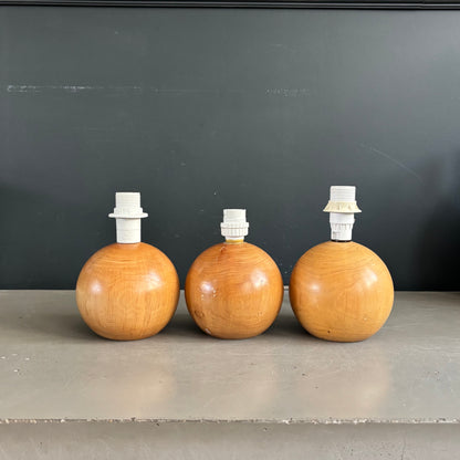 Trio de pieds de lampes forme boule en bois clair - Ref 1236
