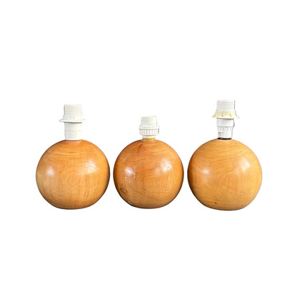 Trio de pieds de lampes forme boule en bois clair - Ref 1236