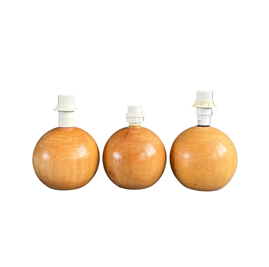 Trio de pieds de lampes forme boule en bois clair - Ref 1236