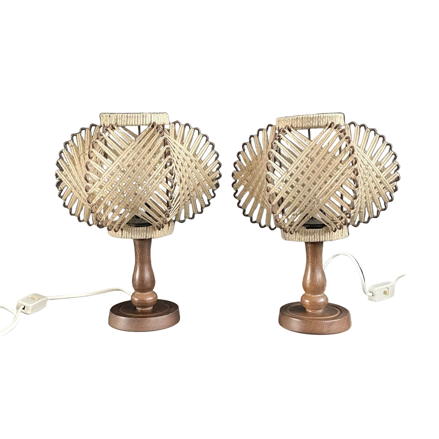 Paire de lampes vintage abat-jour fil tendu - Ref 1087
