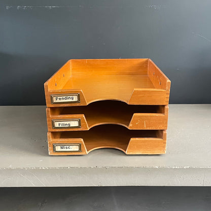 Organiseur trieur de bureau ancien en bois - Ref 1105
