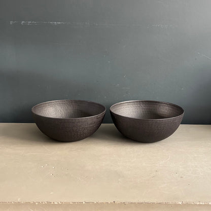 Paire de bols vide-poche en métal laqué noir - Ref 1249