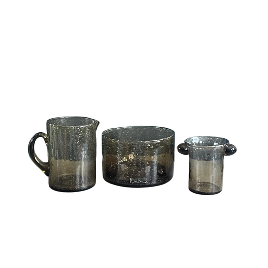Ensemble en verre bulle fumé Bendor - Ref 1068