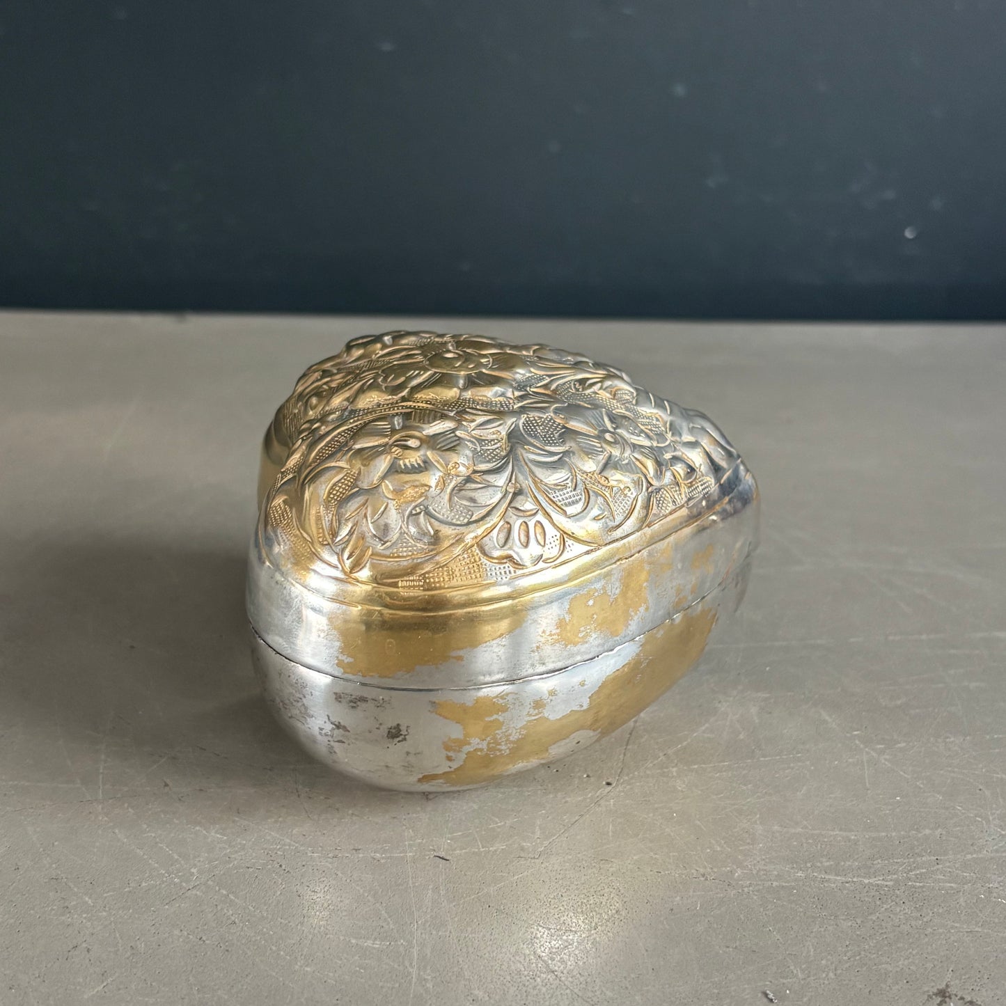 Boîte cœur en laiton argenté - Ref 1259