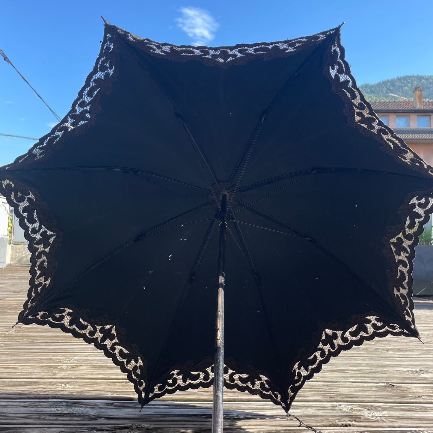 Ombrelle en soie noire 1900 - Ref 1100