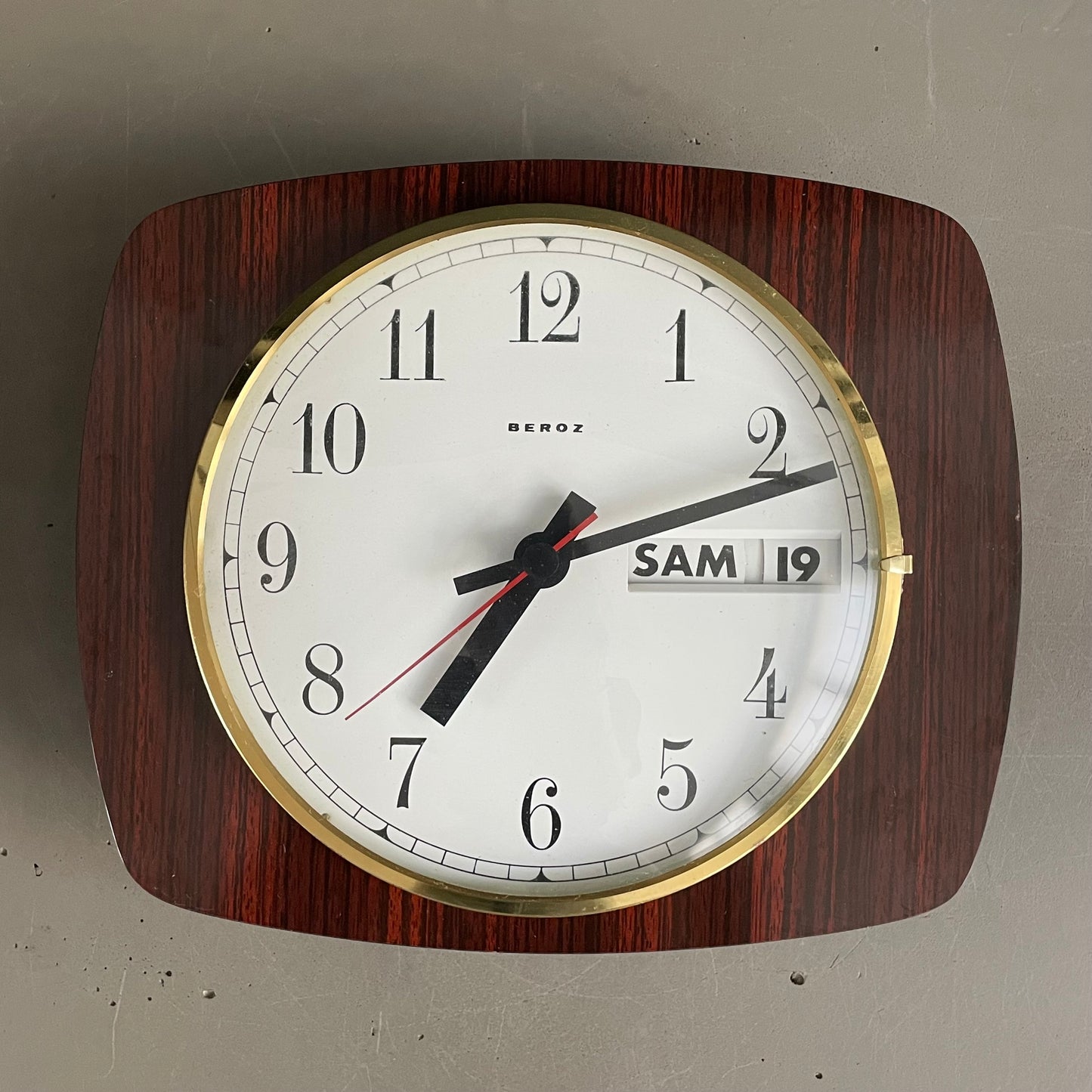 Horloge calendrier murale vintage en formica - Beroz - Ref 1196