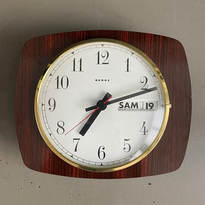 Horloge calendrier murale vintage en formica - Beroz - Ref 1196