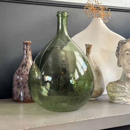 Dame-jeanne ancienne en verre vert - Ref 1307