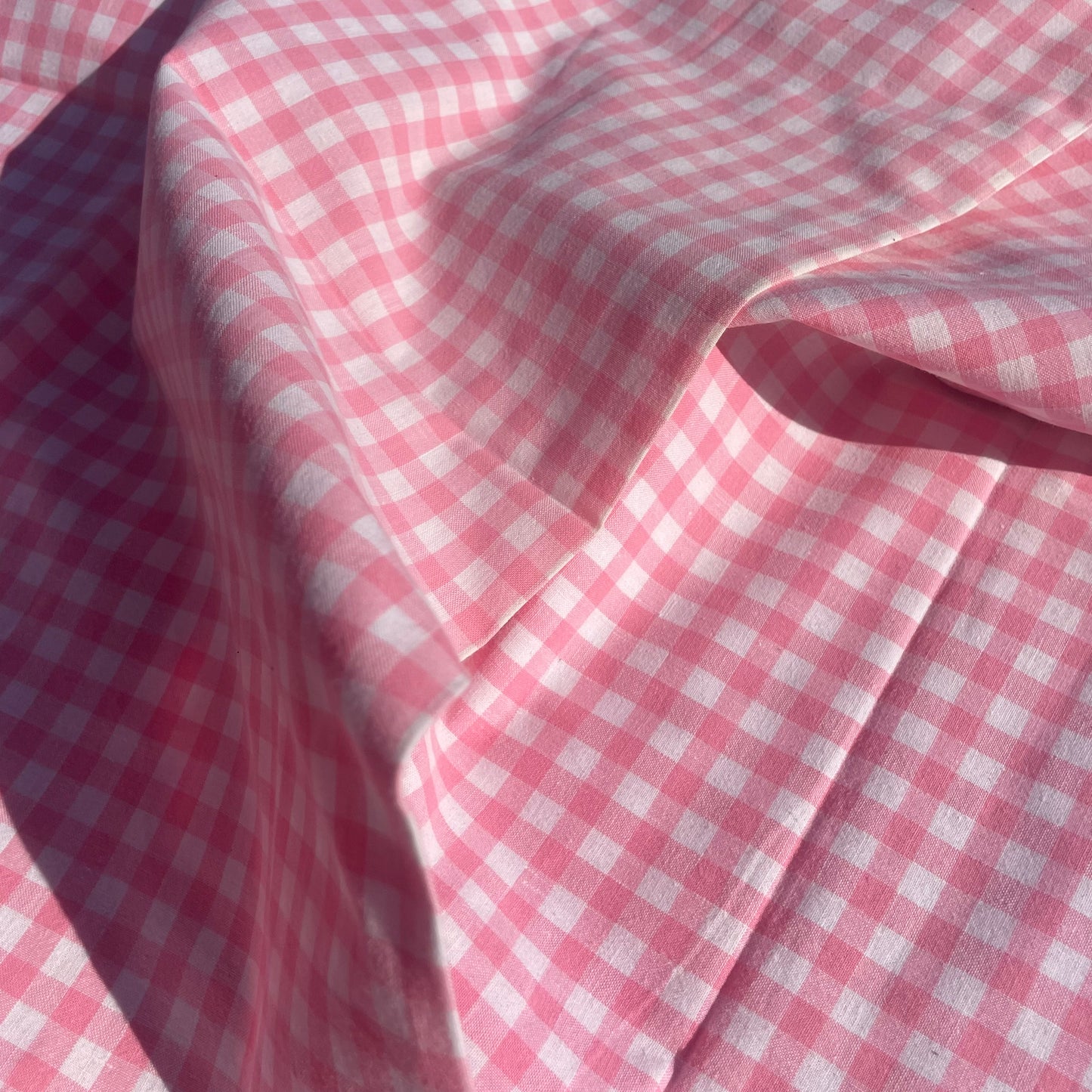Taie de traversin en coton vichy rose - Ref 1116