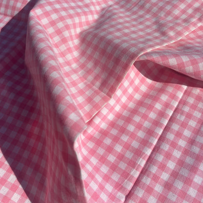 Taie de traversin en coton vichy rose - Ref 1116