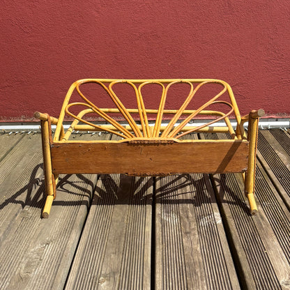 Porte revues vintage en bambou et rotin - Ref 1258