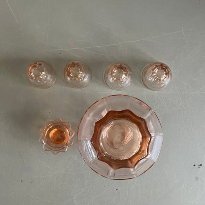 Service à liqueur en verre rosé - Ref 1067