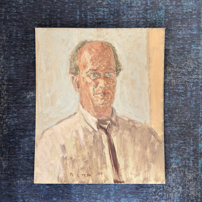 Portrait d’homme à la cravate, signé Benn, 1988 - Ref 1298