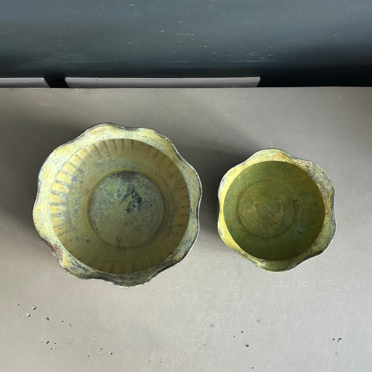 Paire de cache-pots gigognes en cuivre - Ref 1375
