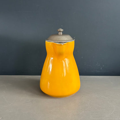 Théière ancienne en faïence et couvercle-filtre en étain - Ref 1250