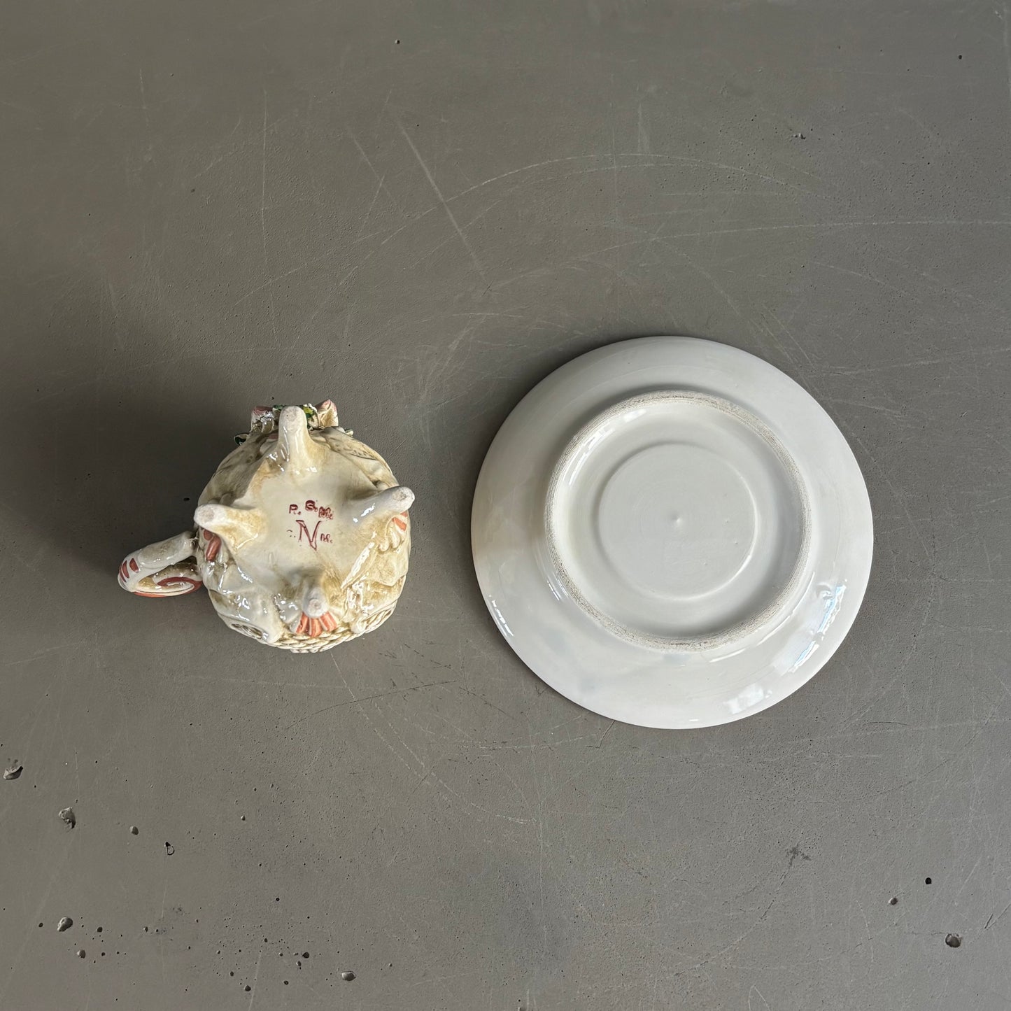 Tasse à café avec soucoupe de Capodimonte, Italie, années 50 - Ref 1215