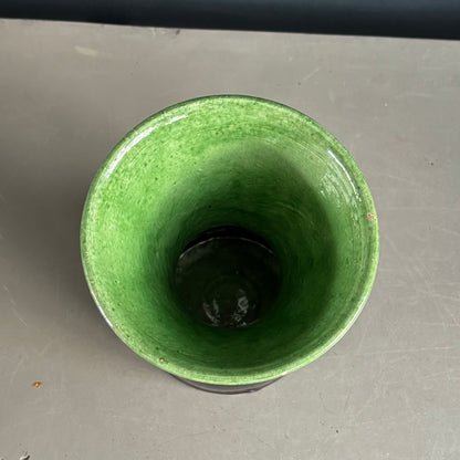 Vase bicolore en terre cuite émaillée - Artisanat savoyard - Ref 1272