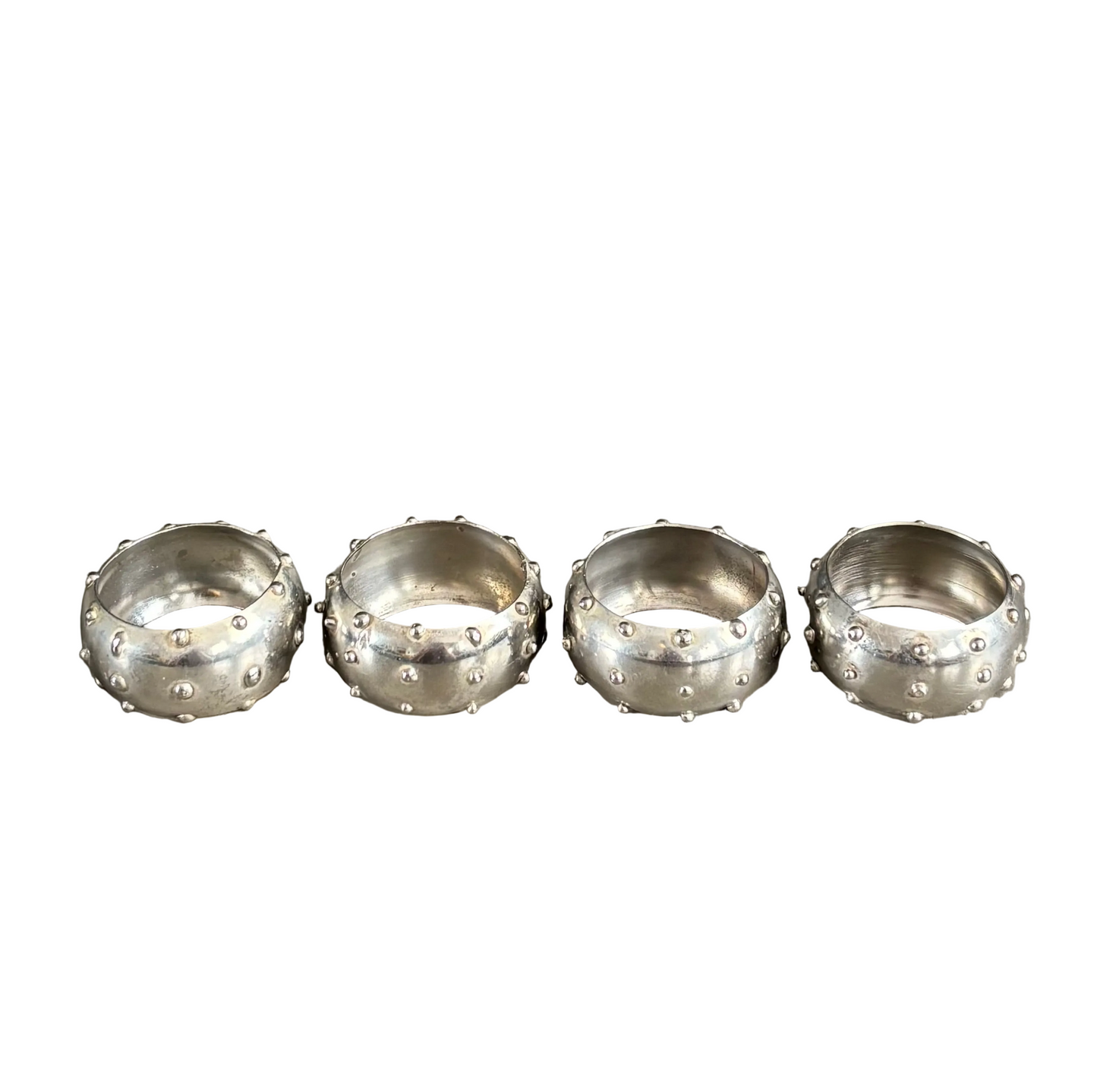Lot de 4 ronds de serviette en métal argenté - Ref 1292