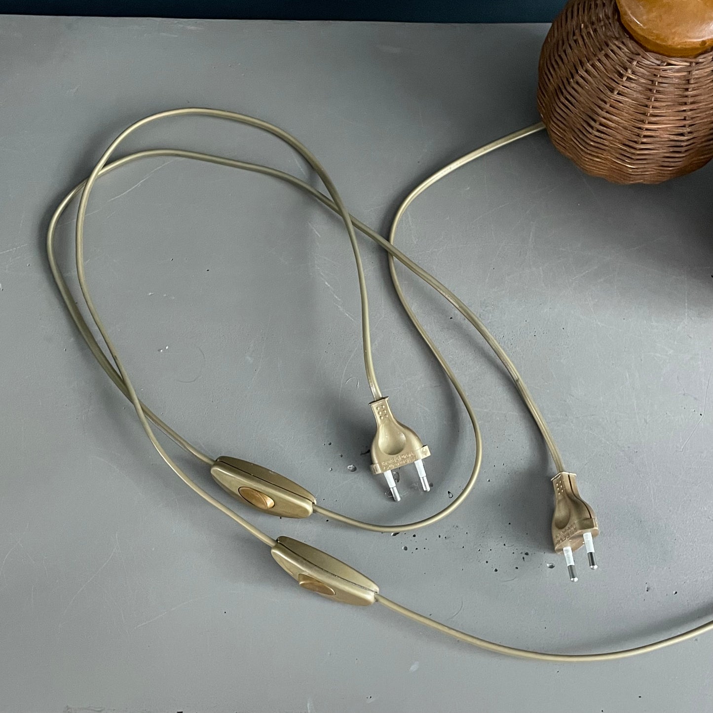 Paire de pieds de lampe boules en rotin - Ref 1186