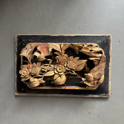 Bas relief ajouré en bois sculpté doré - Ref 1372