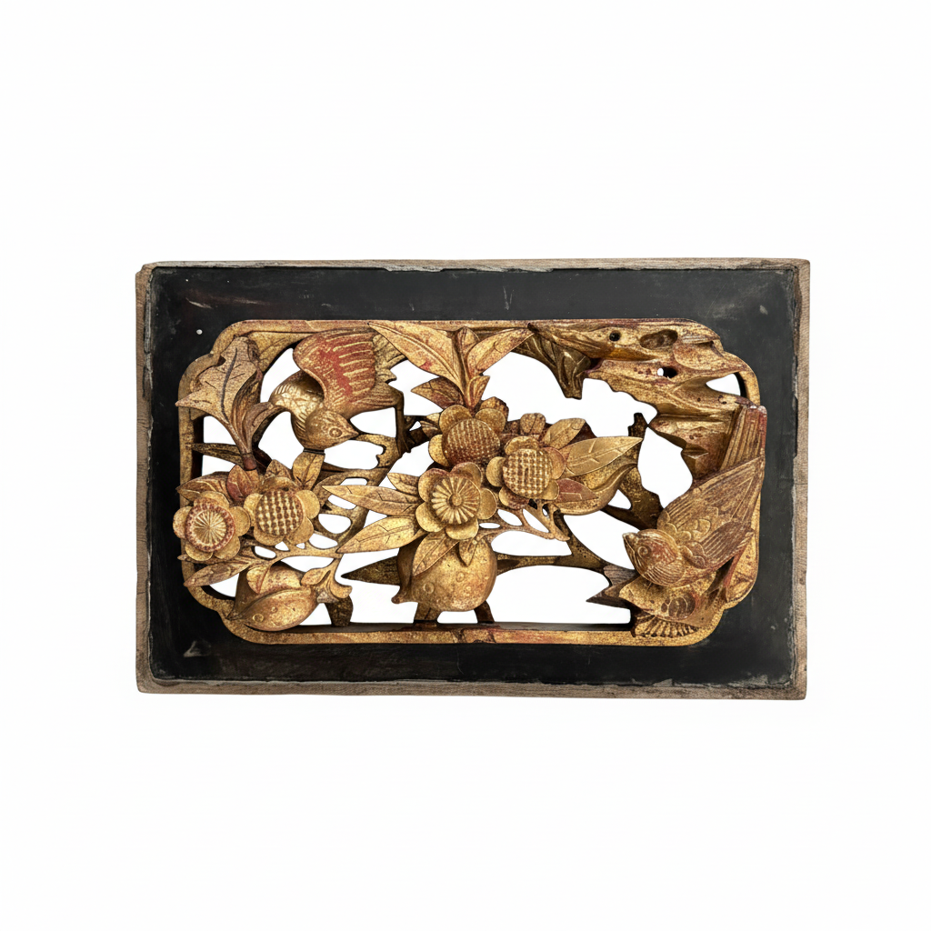 Bas relief ajouré en bois sculpté doré - Ref 1372
