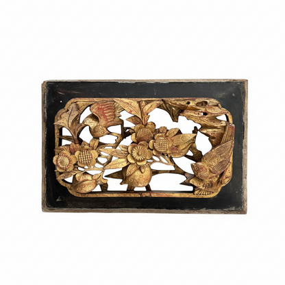 Bas relief ajouré en bois sculpté doré - Ref 1372