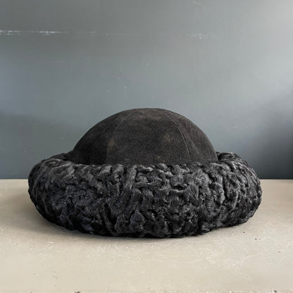 Chapeau toque en astrakan et daim - Ref 1080