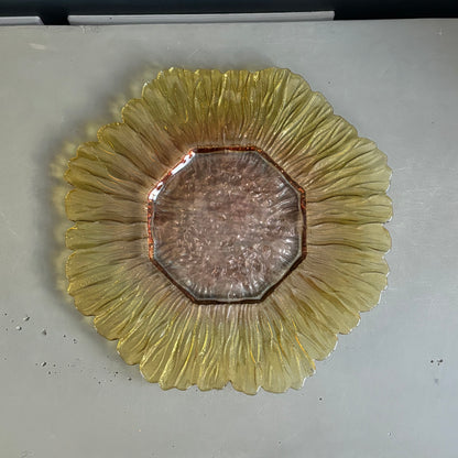 Assiette tournesol en arcopal ambré - Ref 1398