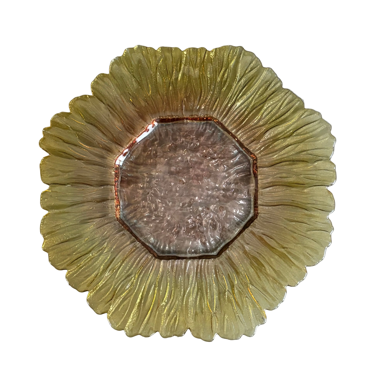 Assiette tournesol en arcopal ambré - Ref 1398