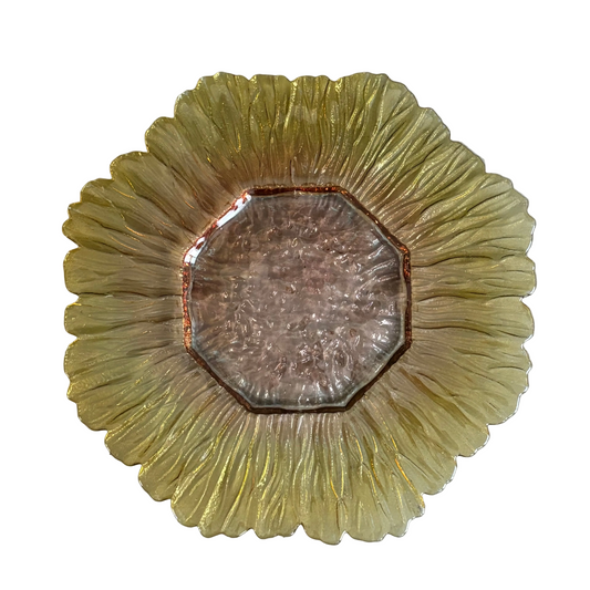 Assiette tournesol en arcopal ambré - Ref 1398