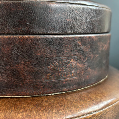 Paire de boîtes en cuir marron - Ref 1286