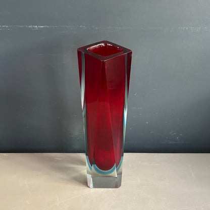 Vase Murano sommerso grand modèle rouge et bleu - Mandruzzato - Années 70 - Ref 1313