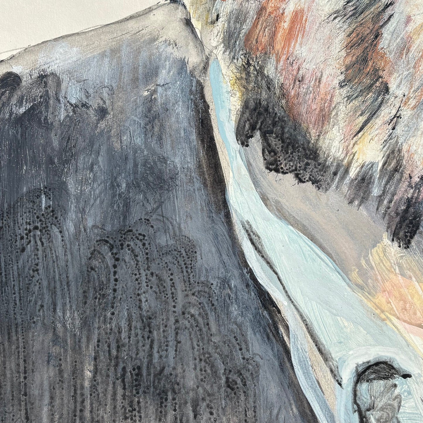 Grand portrait de Thom Yorke de Radiohead - peinture sur papier 110x75cm - Ref 1314