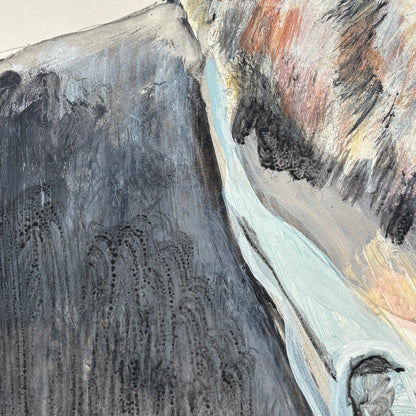 Grand portrait de Thom Yorke de Radiohead - peinture sur papier 110x75cm - Ref 1314
