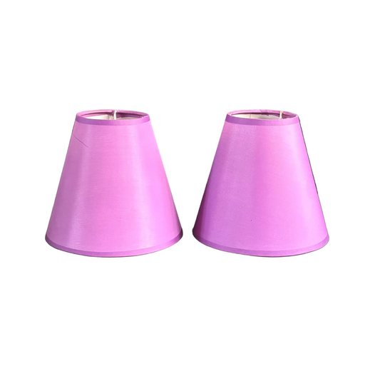 Paire d’abat-jour en satin couleur lilas - Ref 1219