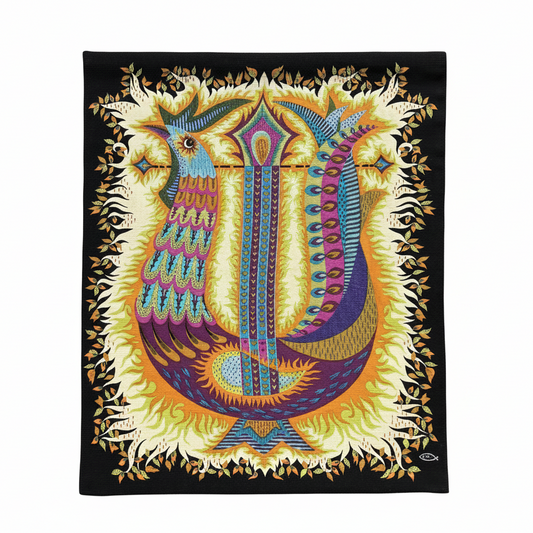 Tapisserie "l’oiseau lyre" de Michèle Ray, n68/100, années 70, Aubusson - Ref 1296