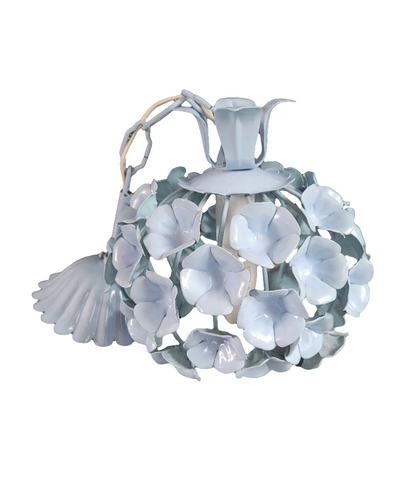 Suspension vintage fleurs en métal bleu ciel - 276