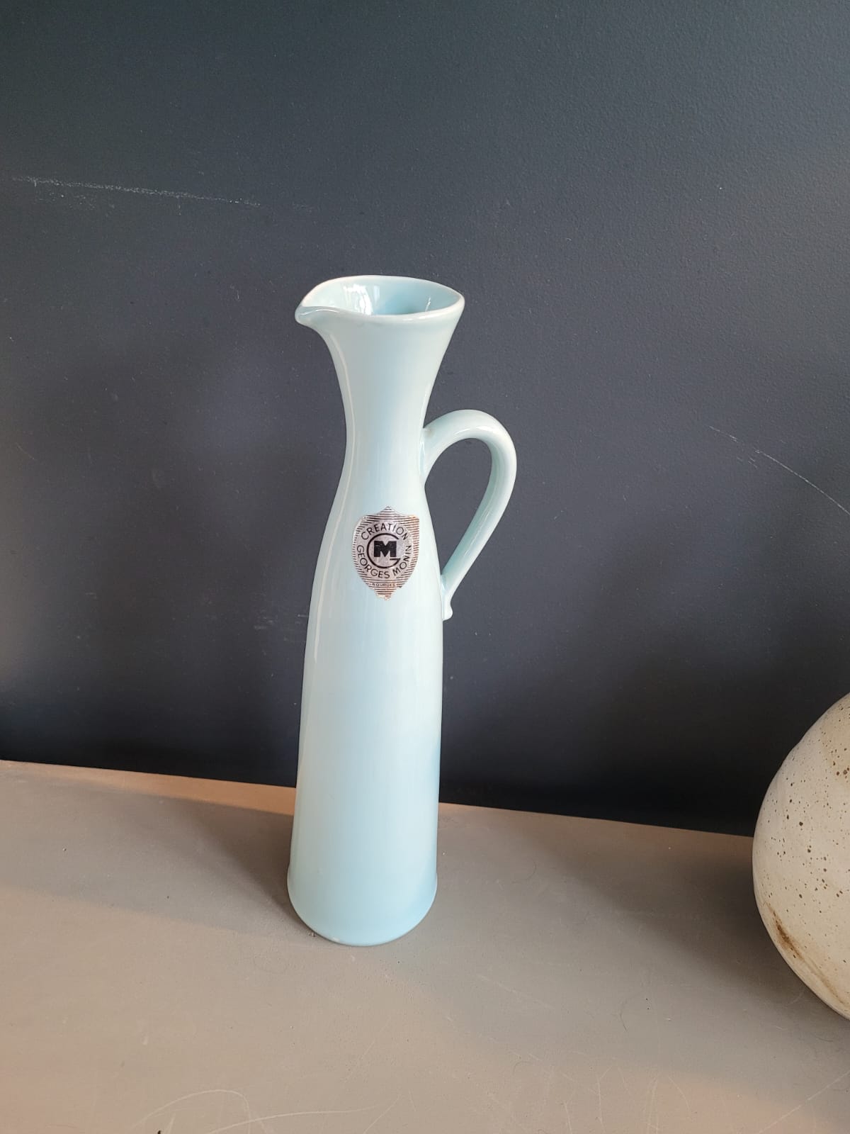 Georges Monin carafe in sky blue porcelain