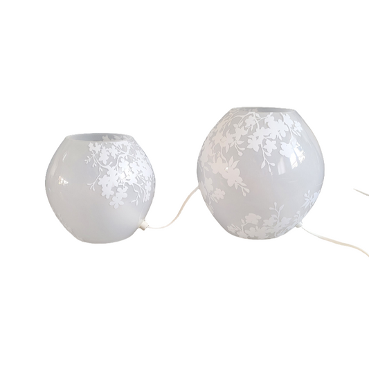 Paire de lampes boule Ikea en verre dépoli à motifs - Ref 445