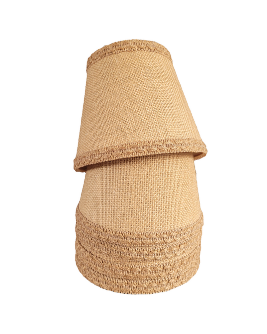 Lot de 5 abat-jour vintages en toile de jute - Ref 473