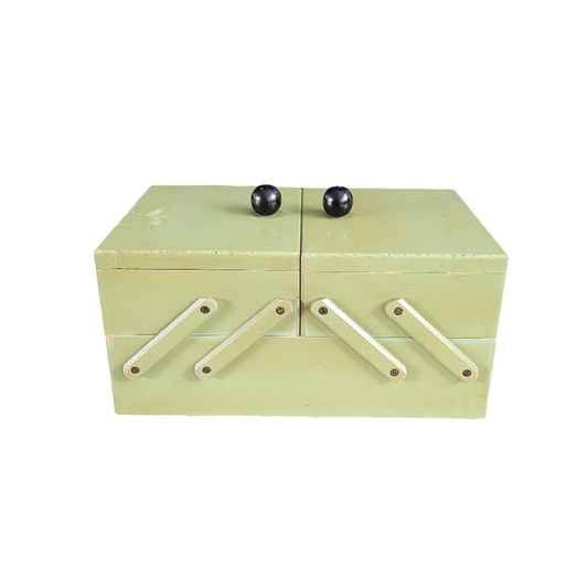 Travailleuse vintage en bois peint - Boîte à couture - Ref 480