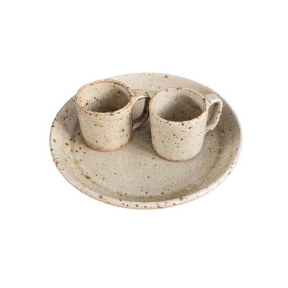 Ensemble tasses + assiette en Grès Migeon La Borne - Ref 409